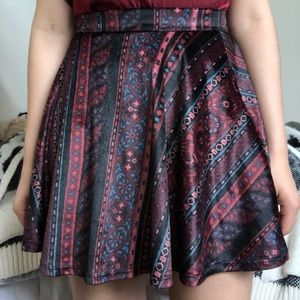 Patterned Velvet Flare Skirt